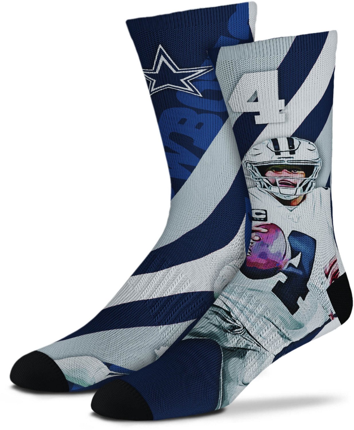 For Bare Feet Youth Dallas Cowboys 4-Stripe Deuce Crew Socks