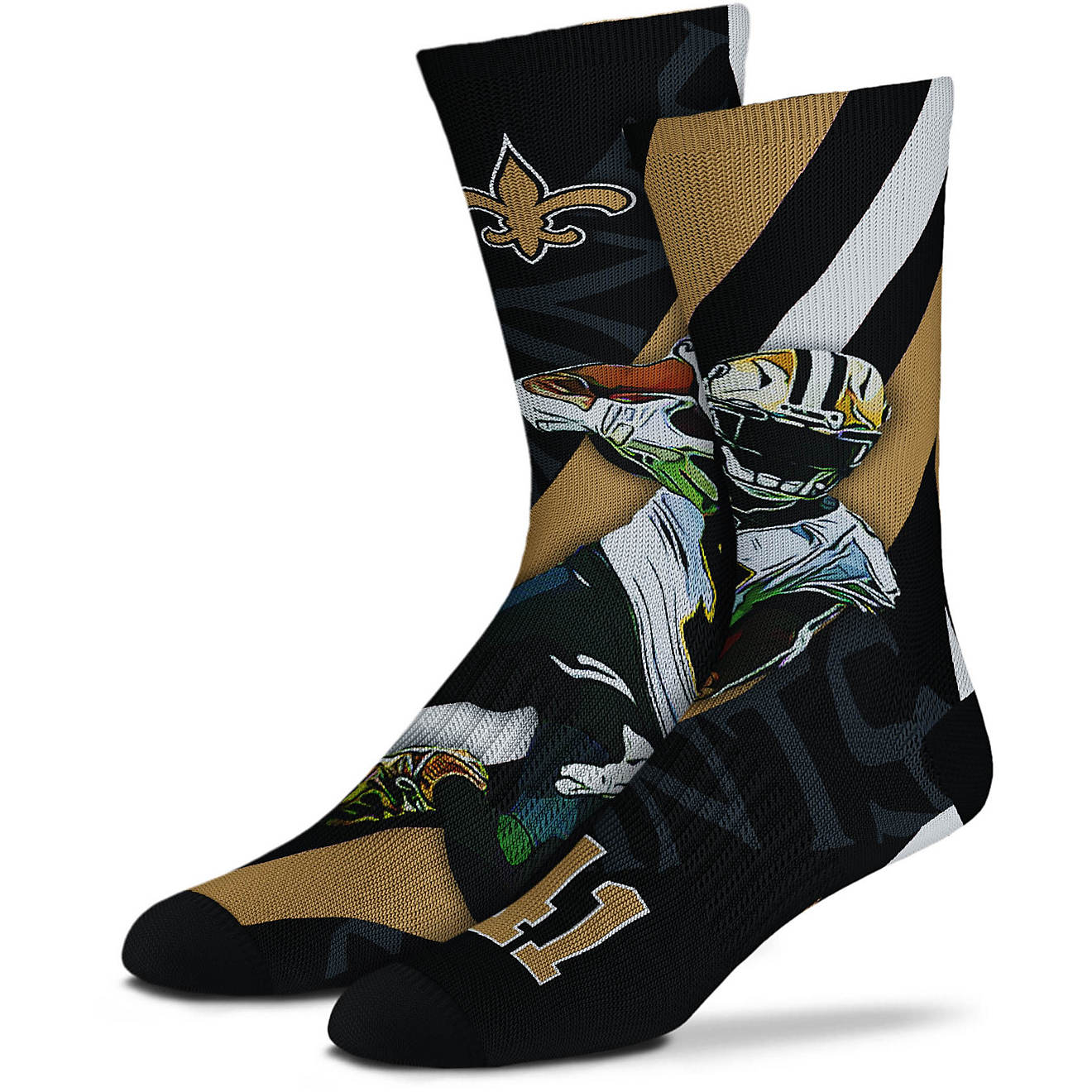 For Bare Feet New Orleans Saints Alvin Kamara #41 Player Stripe Socks                                                            - view number 1