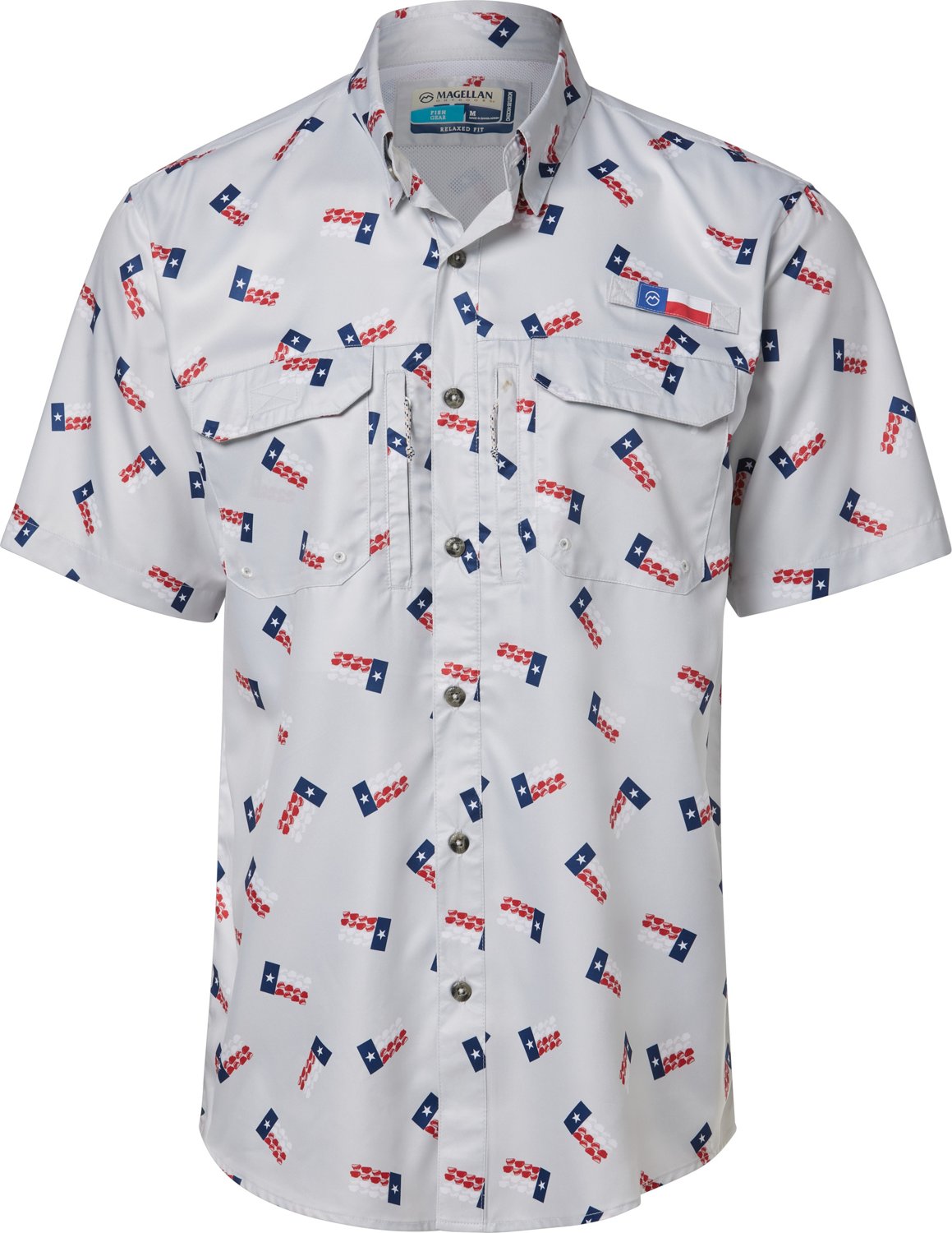 Magellan Outdoors Men's FishGear Local State Texas Print Short Sleeve Button-Down Shirt
