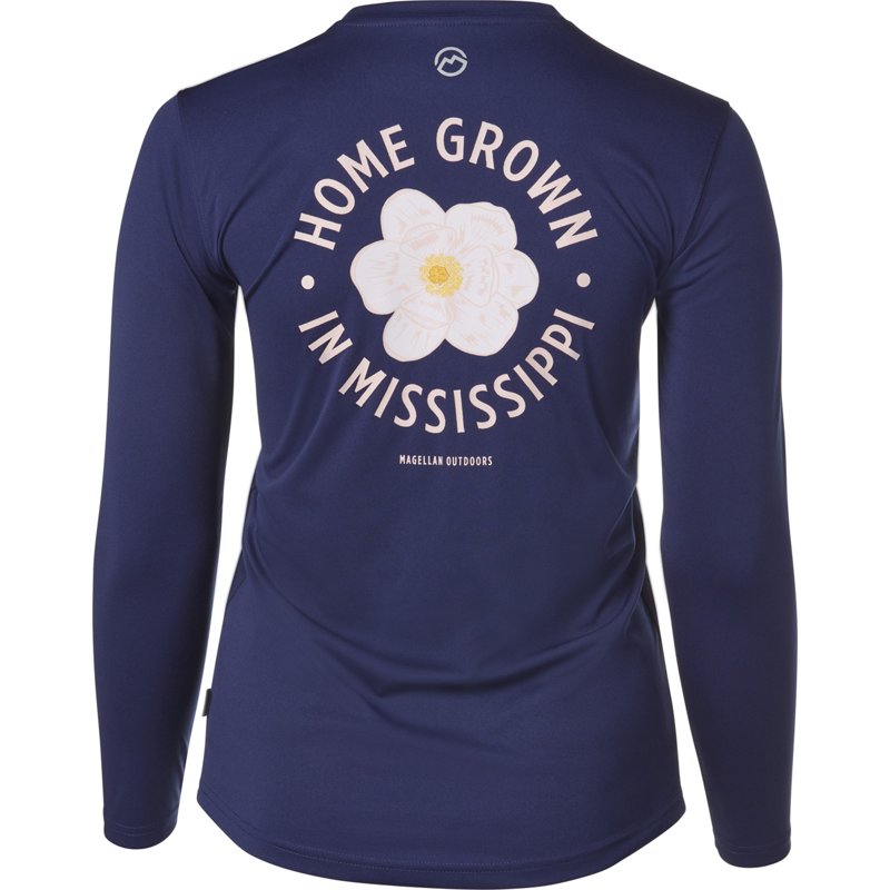 Magellan Outdoors Women's Local State GFX Mississippi Long Sleeve T-Shirt Navy Blue, X-Small - Women's Fishing Tops at Academy Sports
