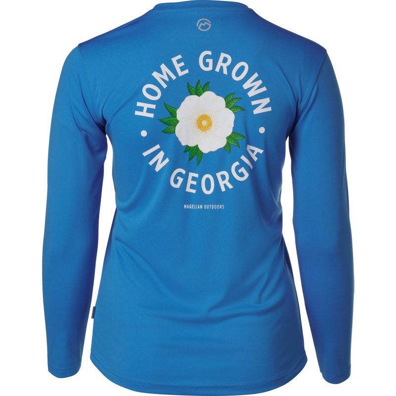 Magellan Outdoors Women's Local State GFX Georgia Long Sleeve T-Shirt Blue Aster, X-Small - Women's Fishing Tops at Academy Sports