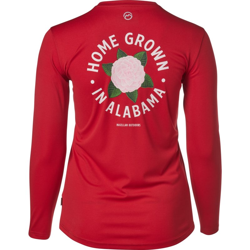 Magellan Outdoors Women's Local State GFX Alabama Long Sleeve T-Shirt Red Dark, X-Small - Women's Fishing Tops at Academy Sports