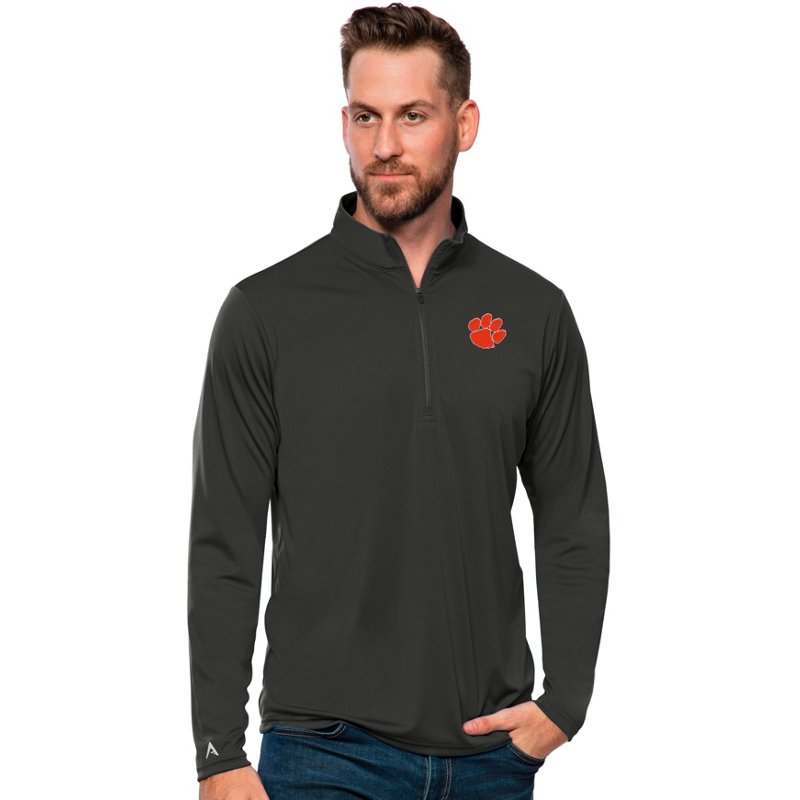 Antigua Men's Clemson Tigers Smoke Tribute Quarter-Zip Shirt, XXL, Gray