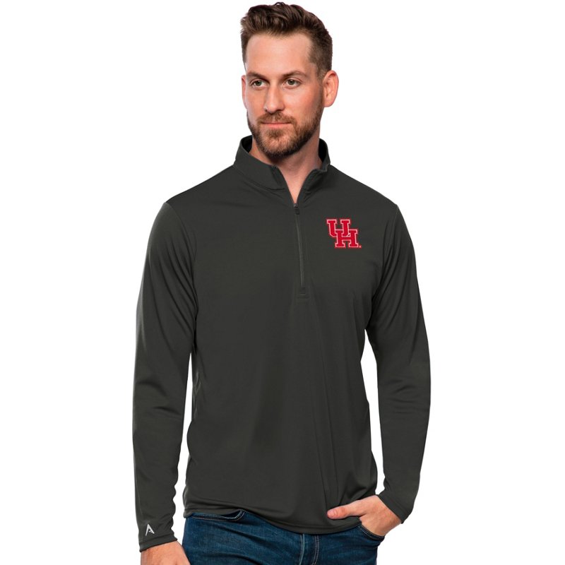 Antigua Men's Houston Cougars Smoke Tribute Quarter-Zip Shirt, Large, Gray