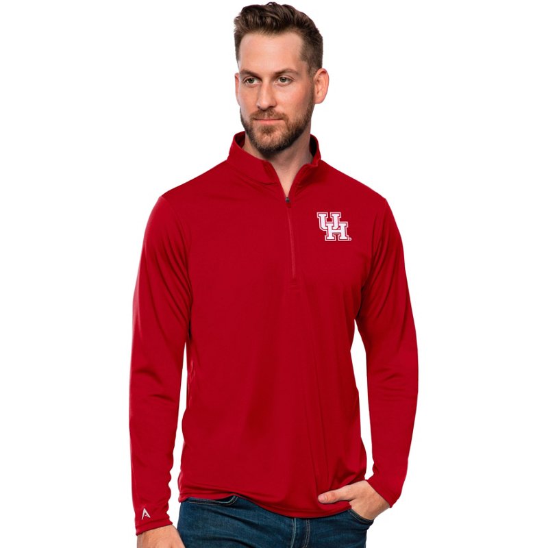 Antigua Men's Houston Cougars Dark Red Tribute 1/4 Zip Pullover, Medium