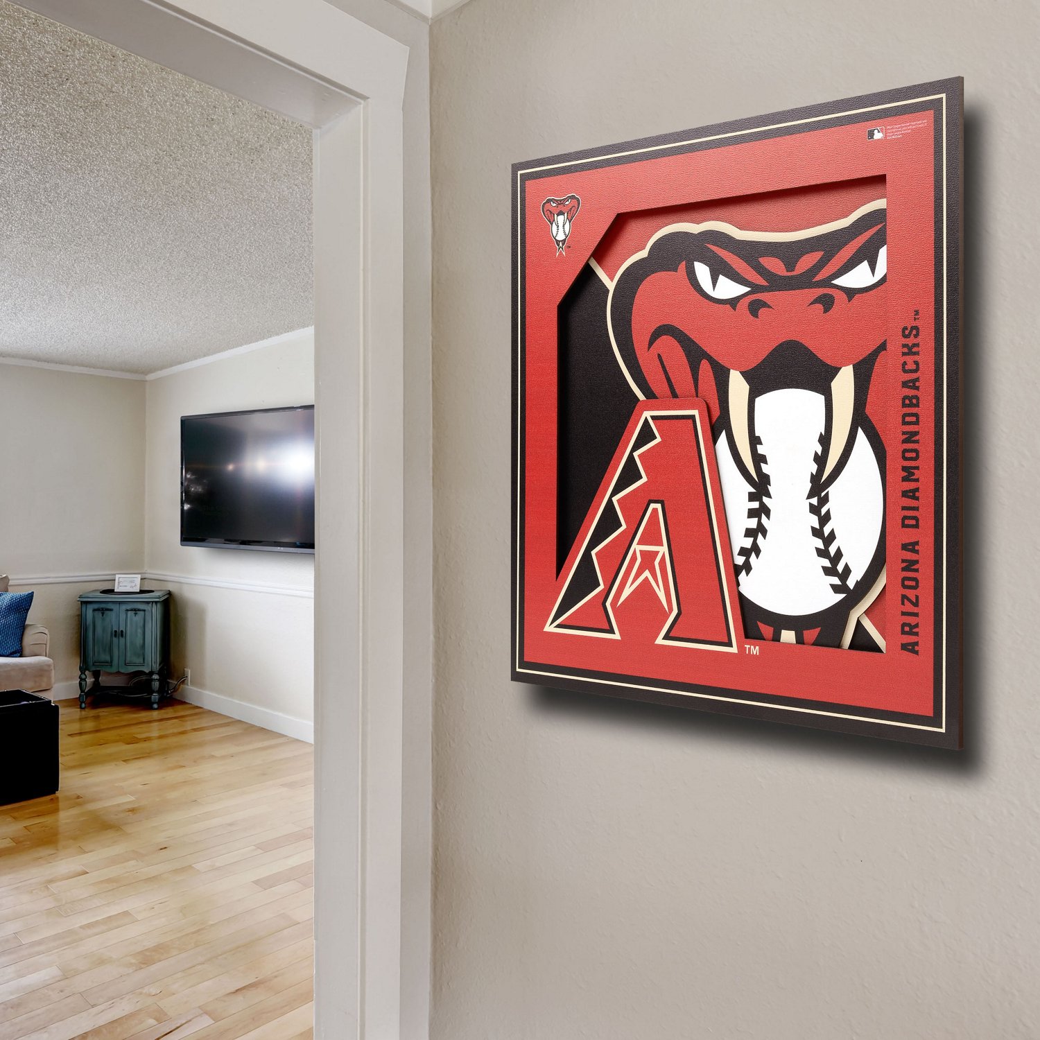 YouTheFan Arizona Diamondbacks 3D Logo Series 12 in x 12 in Wall Art