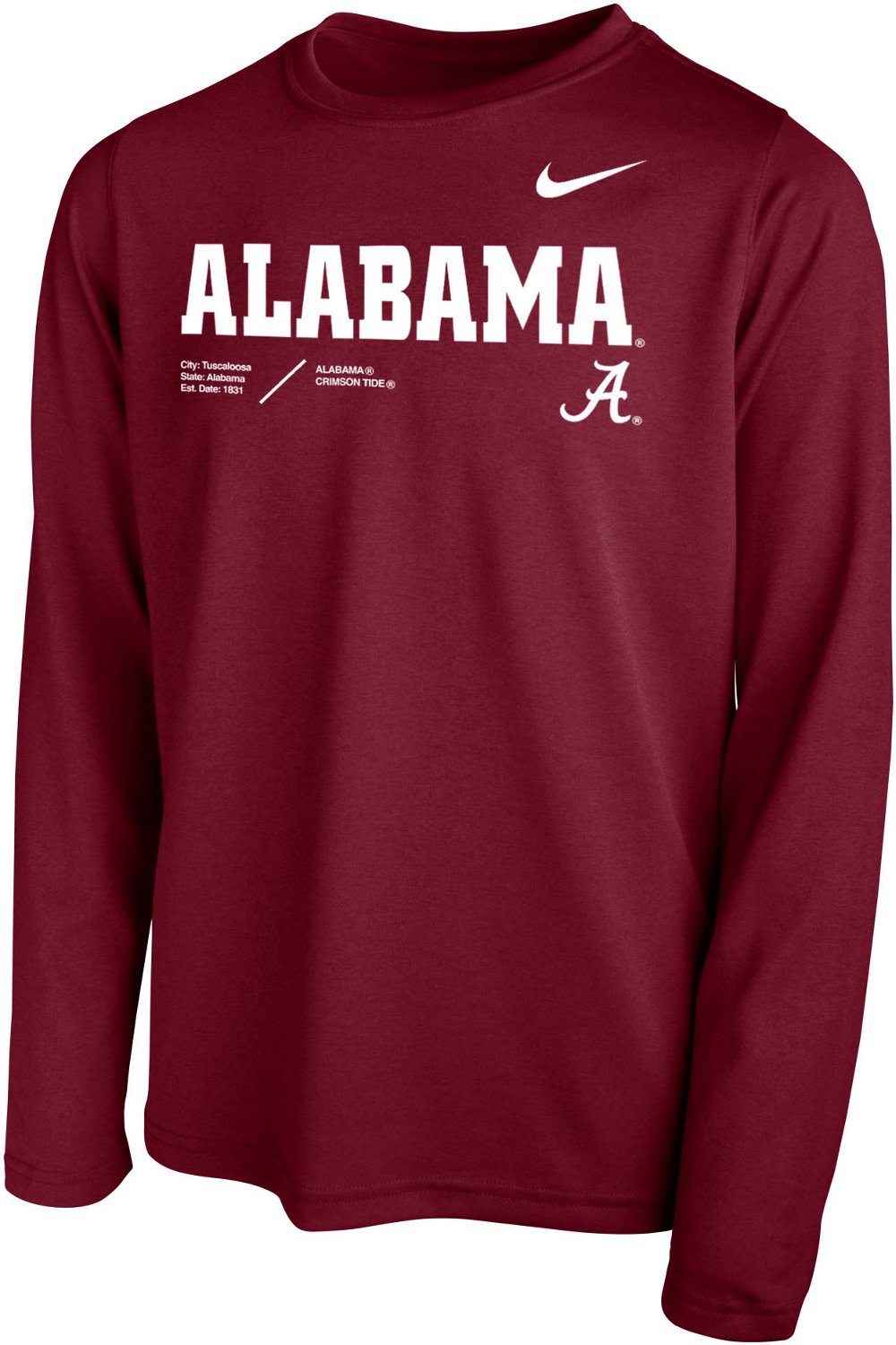 Nike Boys' University of Alabama Legend Long Sleeve T-shirt | Academy