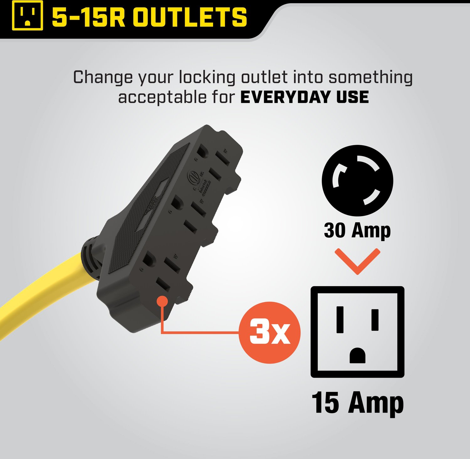 Champion 25ft 30-Amp 125V Fan-Style Generator Extension Cord                                                                     - view number 3