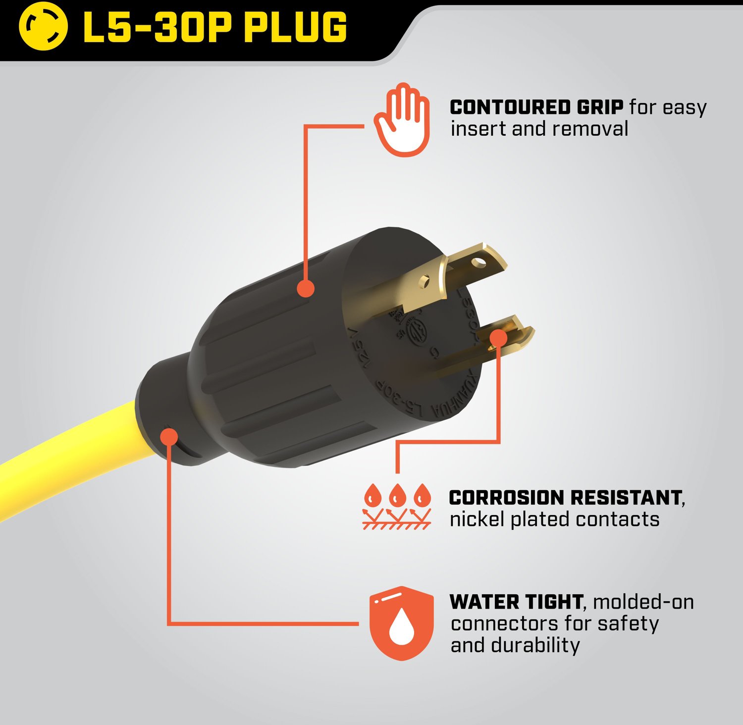 Champion 25ft 30-Amp 125V Fan-Style Generator Extension Cord                                                                     - view number 4