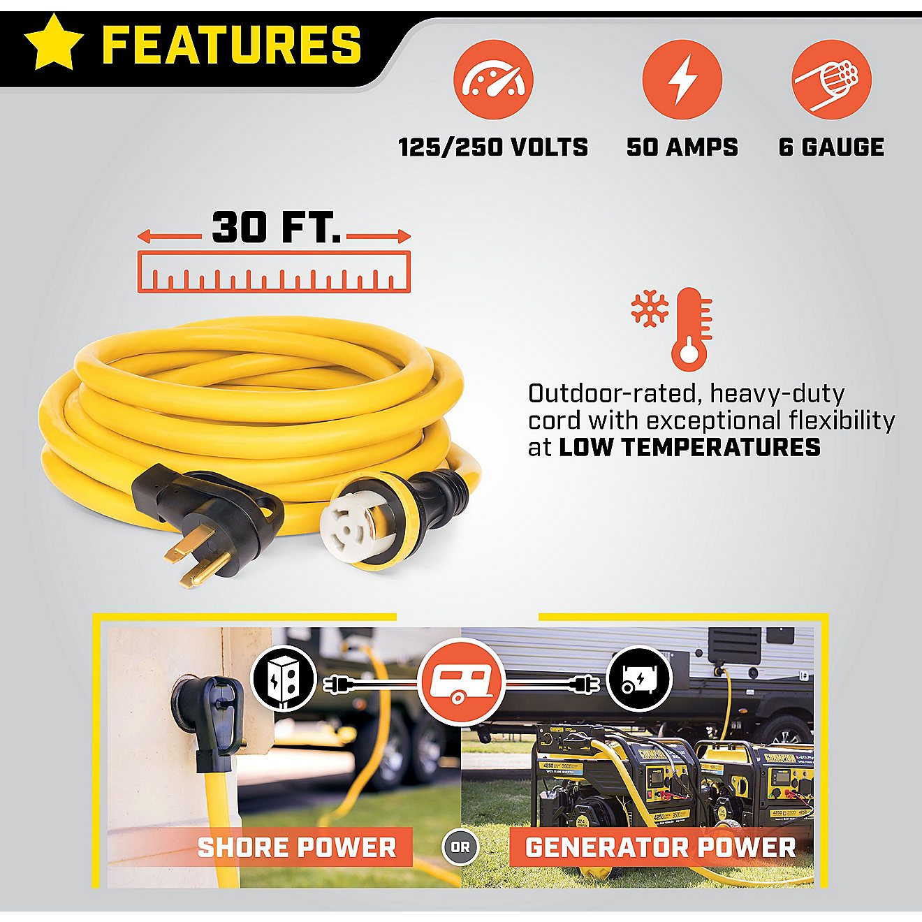 Champion 30 ft 50 amp RV Generator Power Cord                                                                                    - view number 2