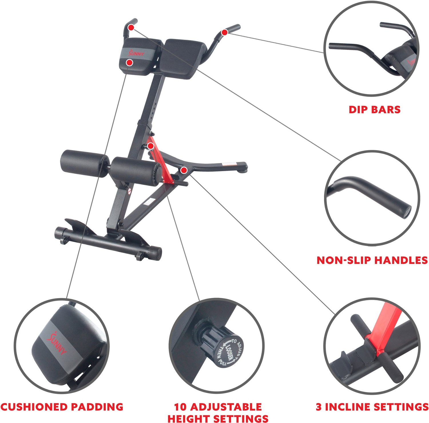 Sunny Health & Fitness Hyperextension Roman Chair with Dip Station                                                               - view number 6