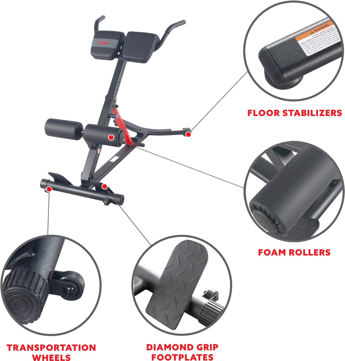 Sunny Health & Fitness Hyperextension Roman Chair with Dip Station                                                               - view number 7