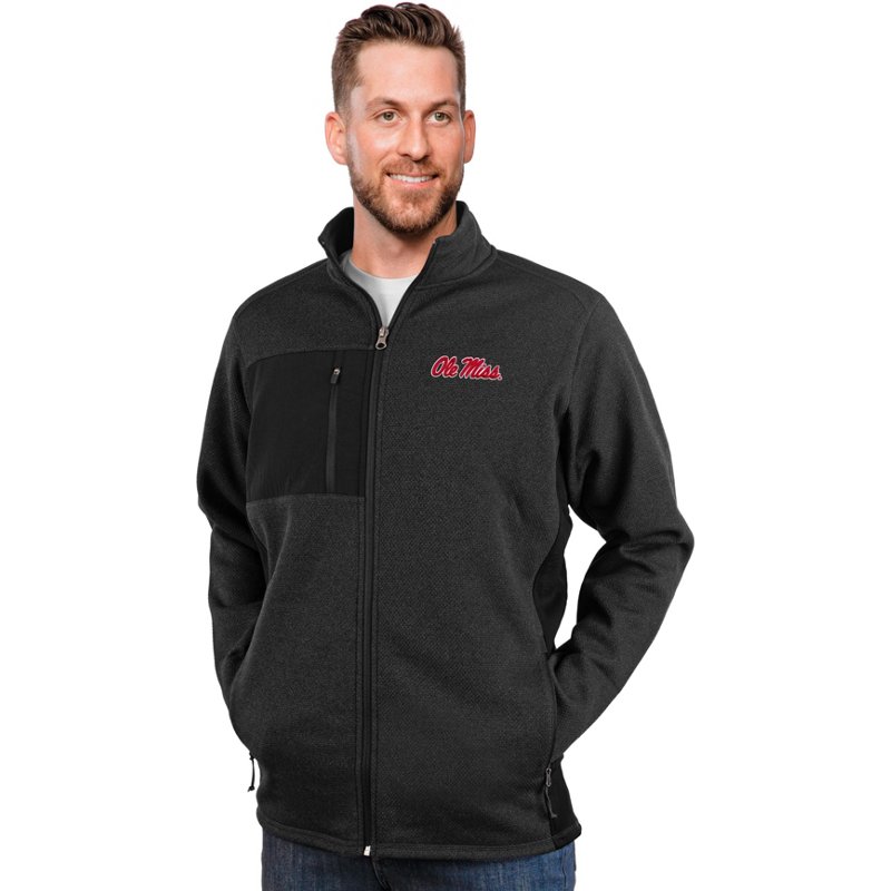 Antigua Men's University of Mississippi Course Jacket Black, Small - NCAA Men's Fleece/Jackets at Academy Sports product image