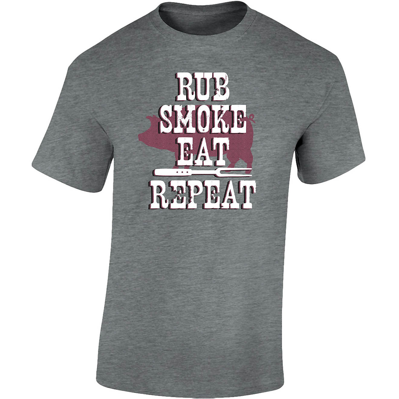 Academy Sports + Outdoors Men’s Rub, Smoke, Eat, Repeat T-shirt                                                                - view number 1