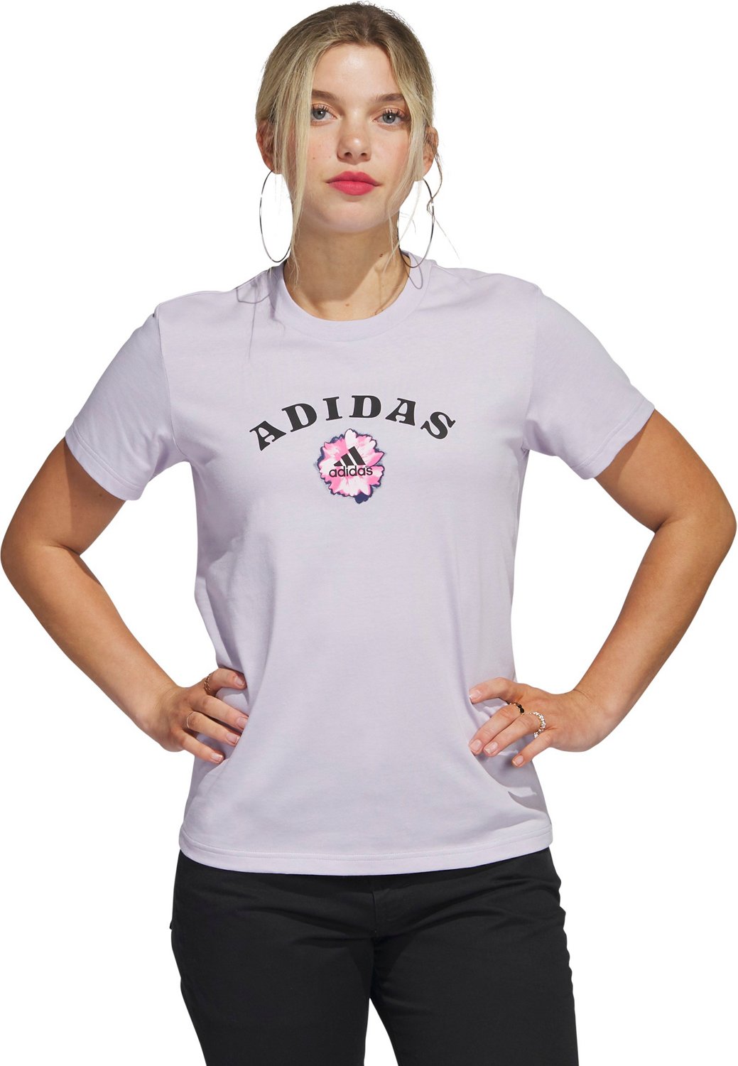 adidas Women's Bloom Linear Graphic Short Sleeve T-shirt