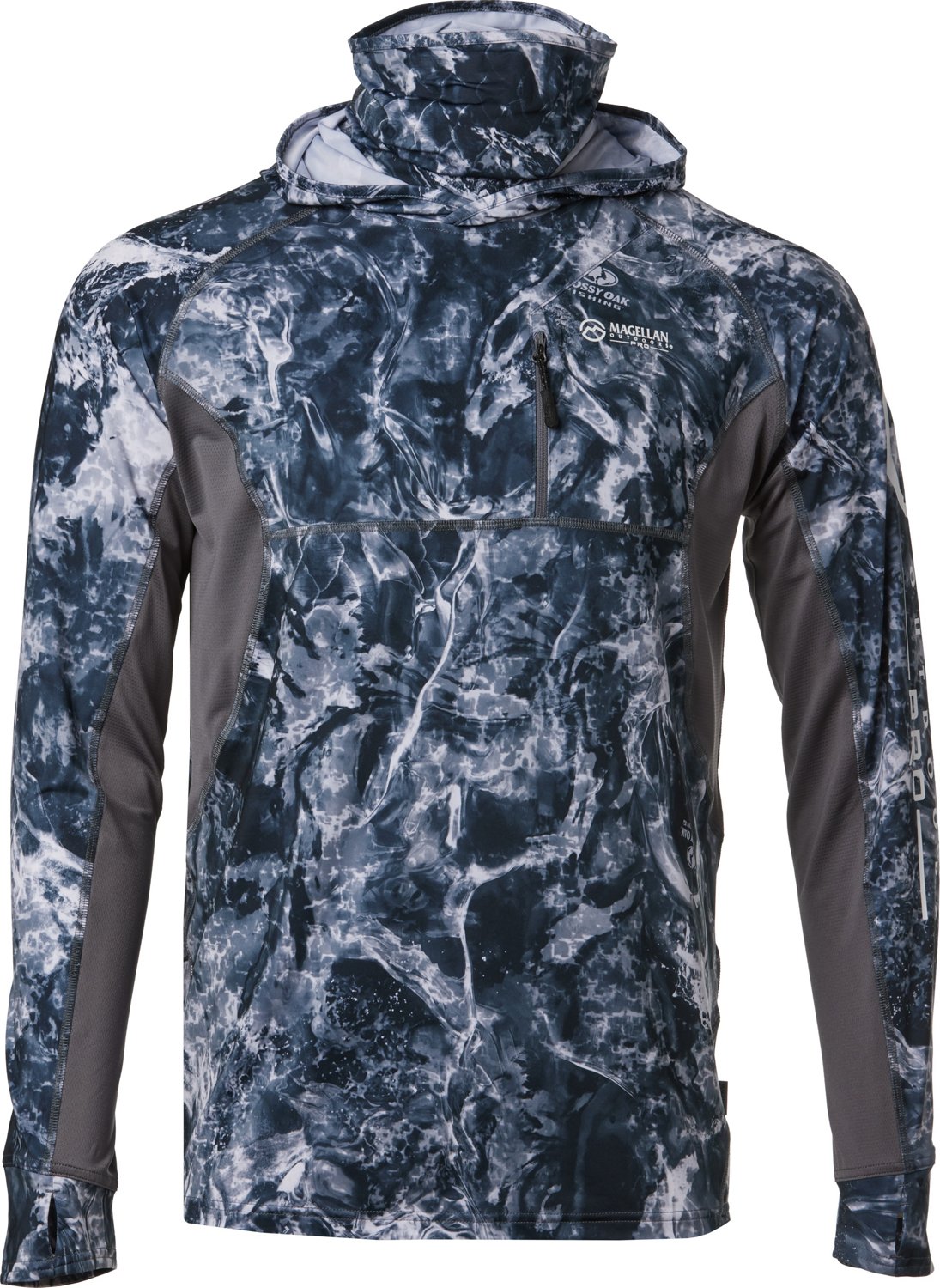 Magellan Outdoors Shirts | Magellan Outdoors Pro Fish Realtree Aspect Gaiter Hoodie Men’s XL Blue Pullover | Color: Blue/Gray | Size: XL | Lmwsupply's