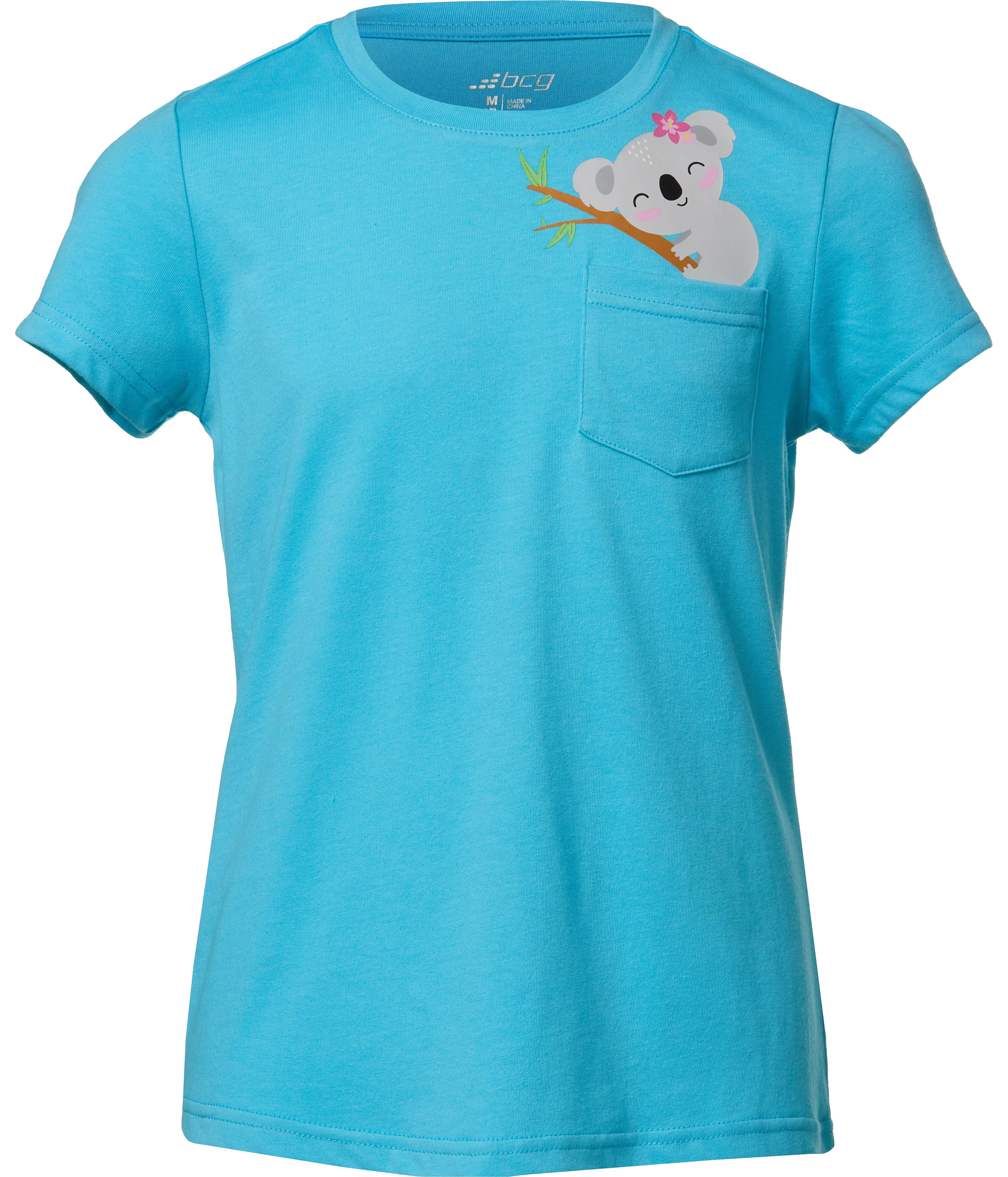 BCG Girls' Cotton Pocket Graphic T-shirt