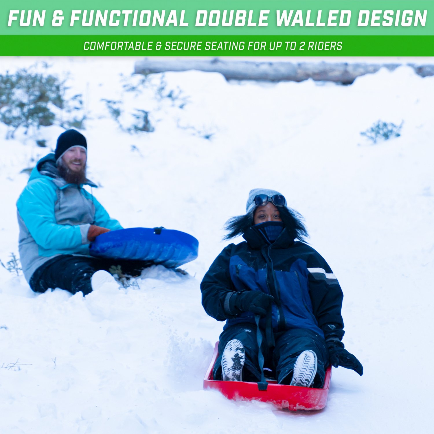 GoSports 48in Premium 2Person Snow Sled Academy