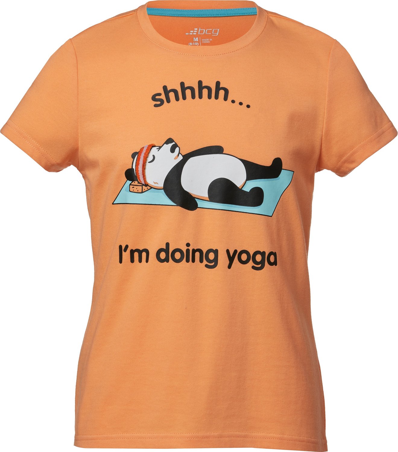 BCG Girls' Yoga Panda Cotton Graphic Short Sleeve T-shirt | Academy