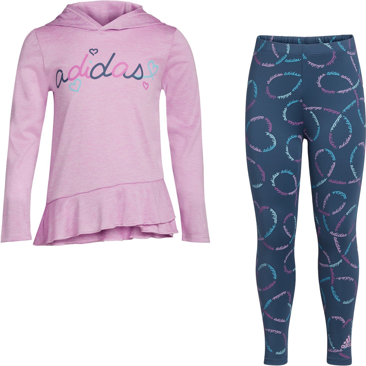 adidas Girls’ Hooded Melange Camo Top and Tight Set - view number 2