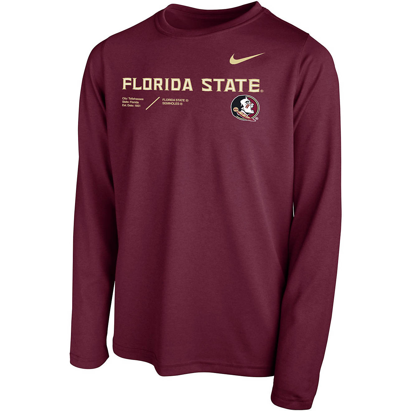 Nike Boys' Florida State University Dri-FIT Legend 2.0 Long Sleeve T ...