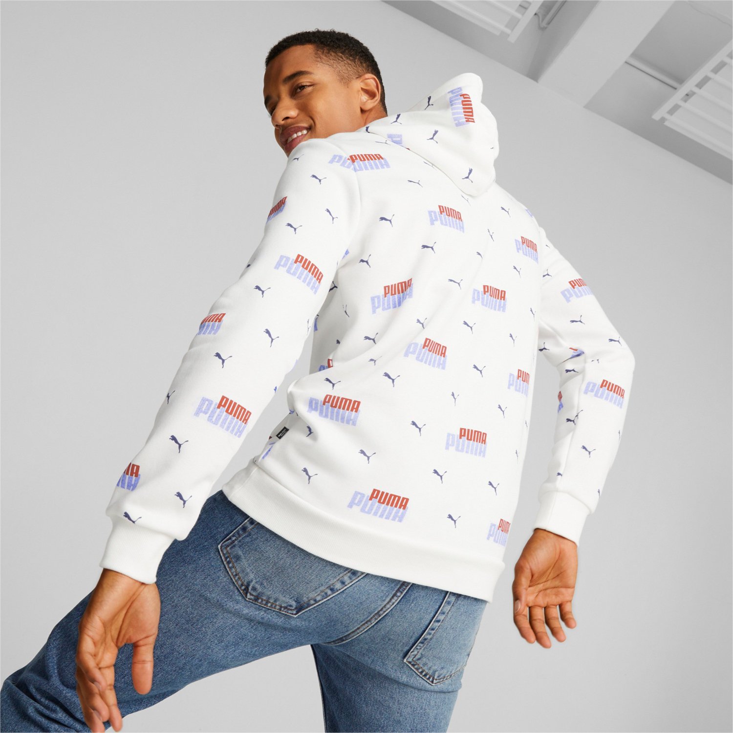 PUMA Men's Essentials+ Logo Power Allover Print Fleece Hoodie - view number 5