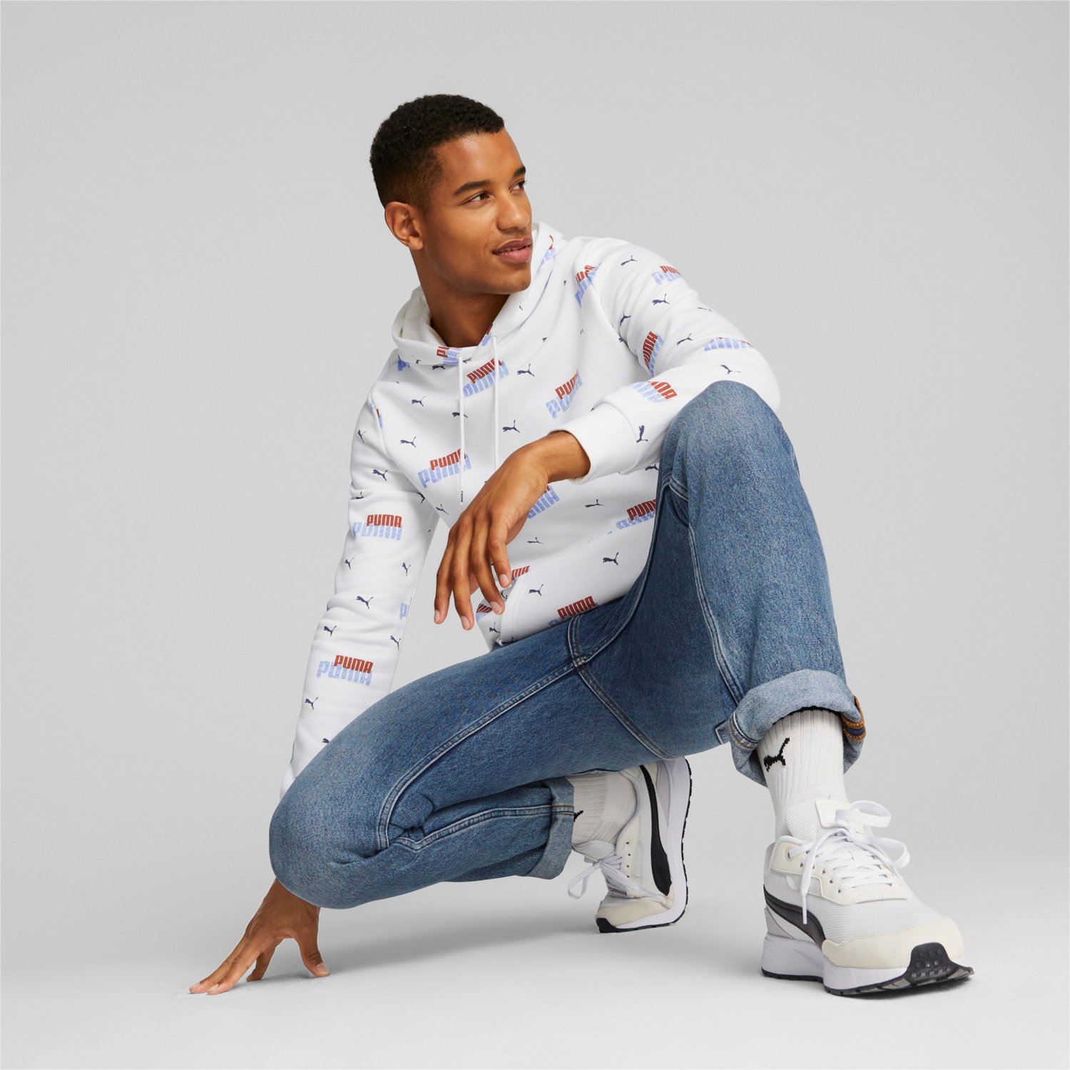 PUMA Men's Essentials+ Logo Power Allover Print Fleece Hoodie - view number 6