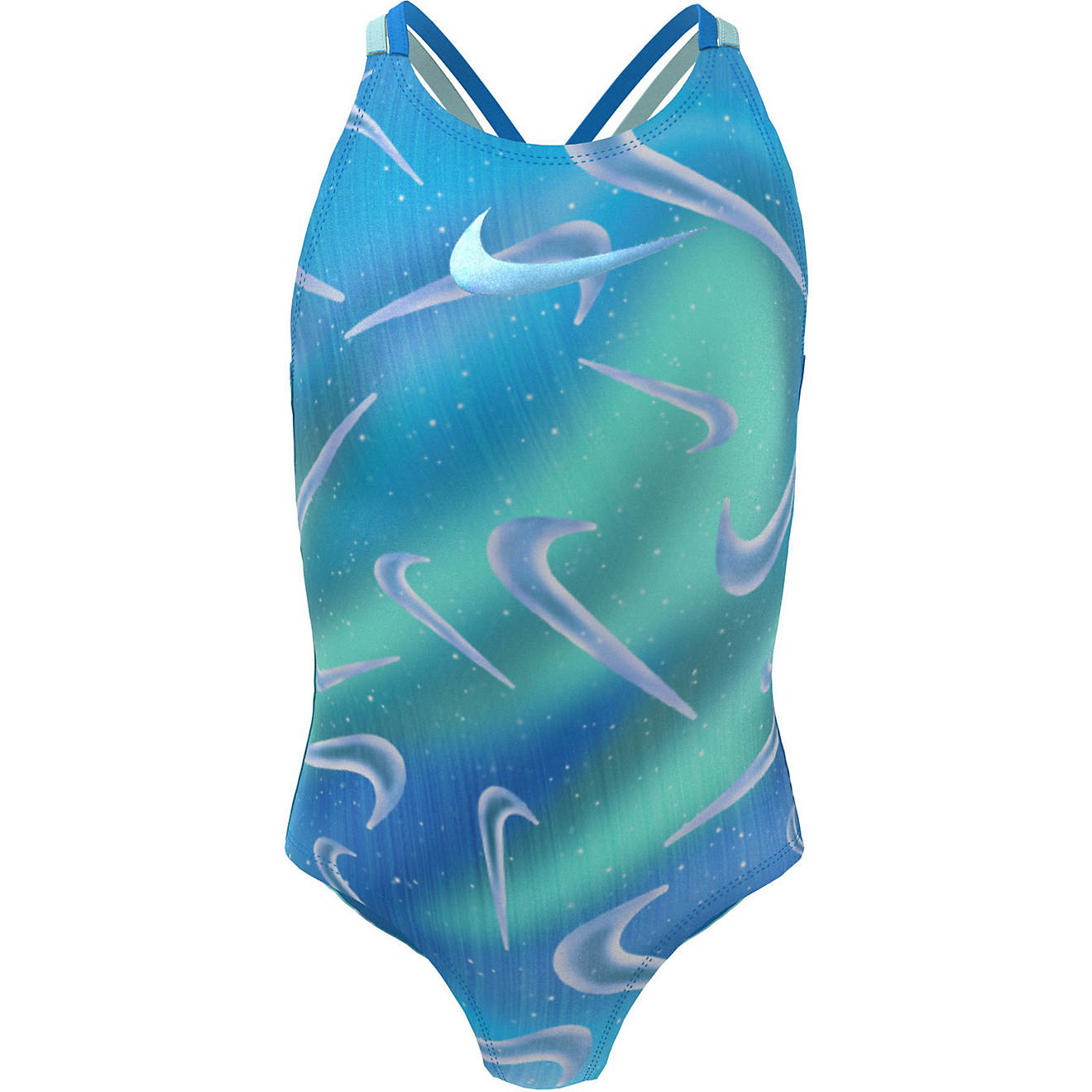 Nike Girls’ Aurora Swoosh Spiderback 1-Piece Swimsuit                                                                          - view number 1