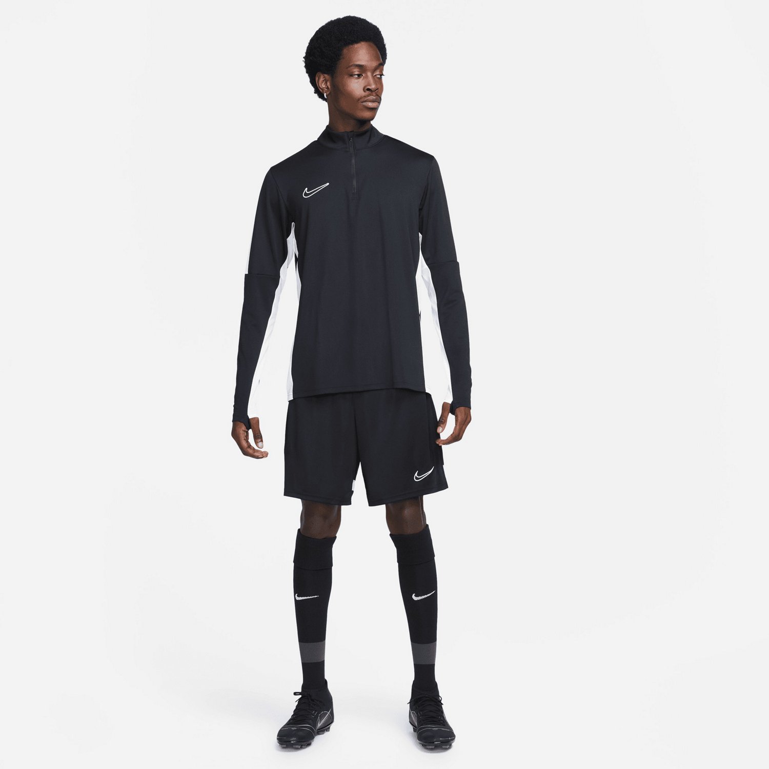 Nike football academy drill half zip sweat in online black