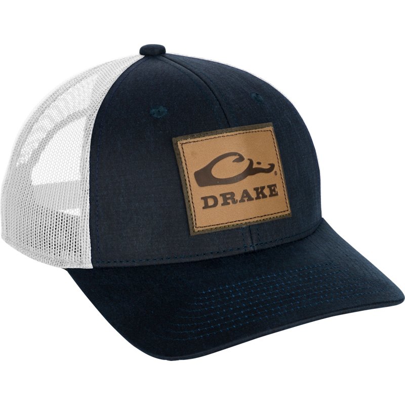 Drake Men's Square Leather Patch 2.0 Cap Blue Dark - Men's Hunting/Fishing Headwear at Academy Sports