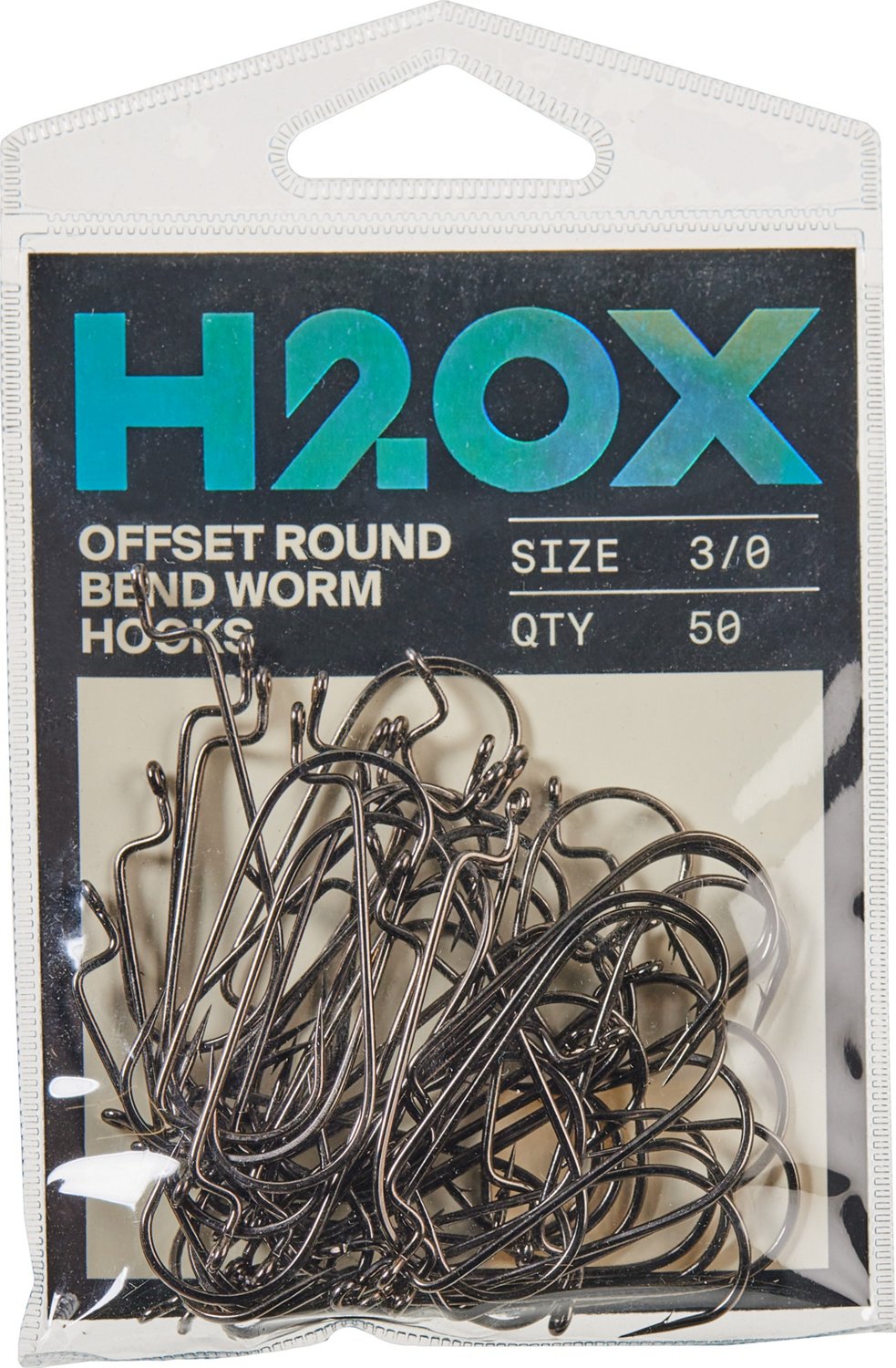 H2OX Offset Round Bend Worm Hooks 50 Pack