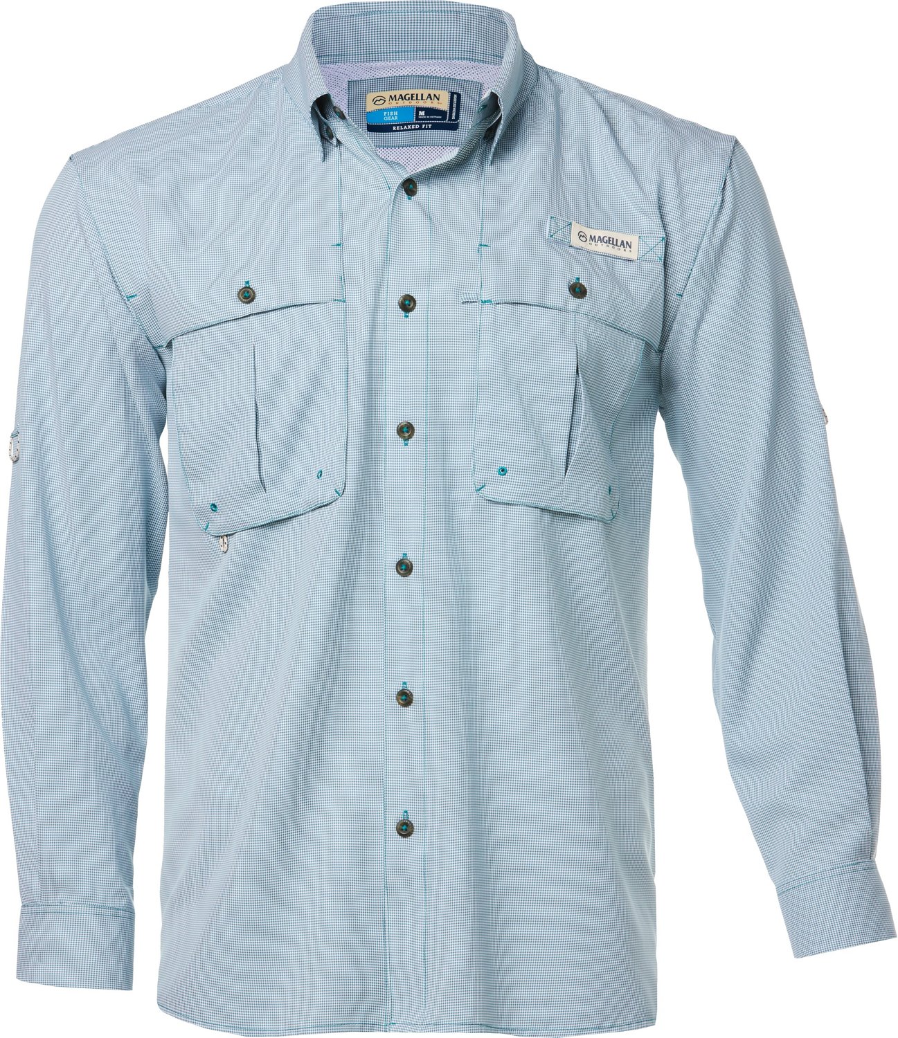 Magellan Outdoors Men's Aransas Pass Mini Check Long Sleeve Fishing
