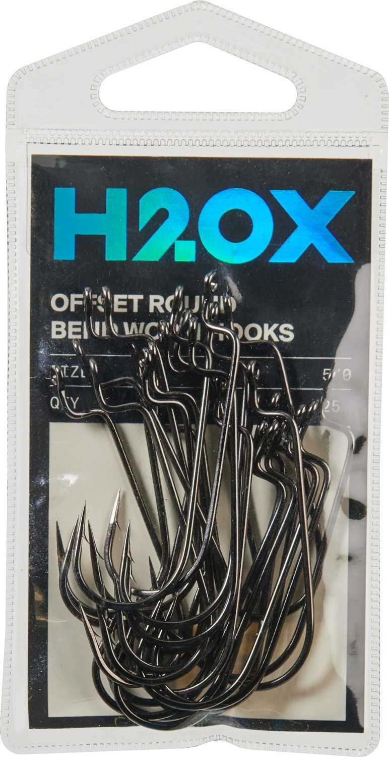 H2OX Offset Round Bend Worm Hooks 25 Pack                                                                                        - view number 2
