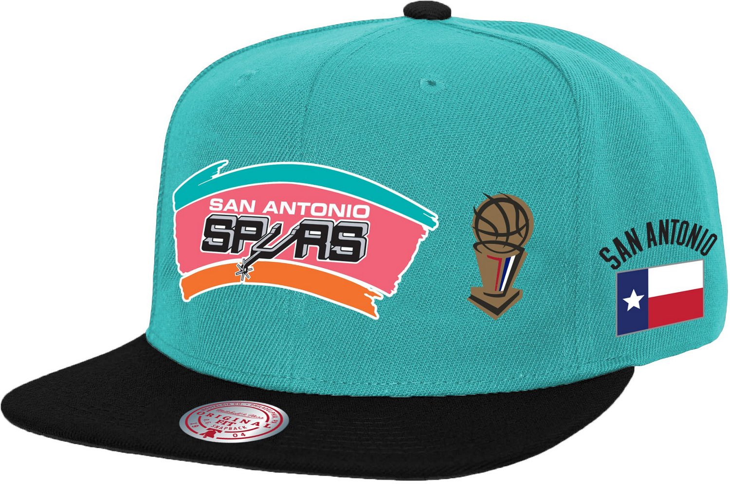 Mitchell & Ness San Antonio Spurs NBA Core Basic Snapback Hat Adjustable Cap - Black/Pink