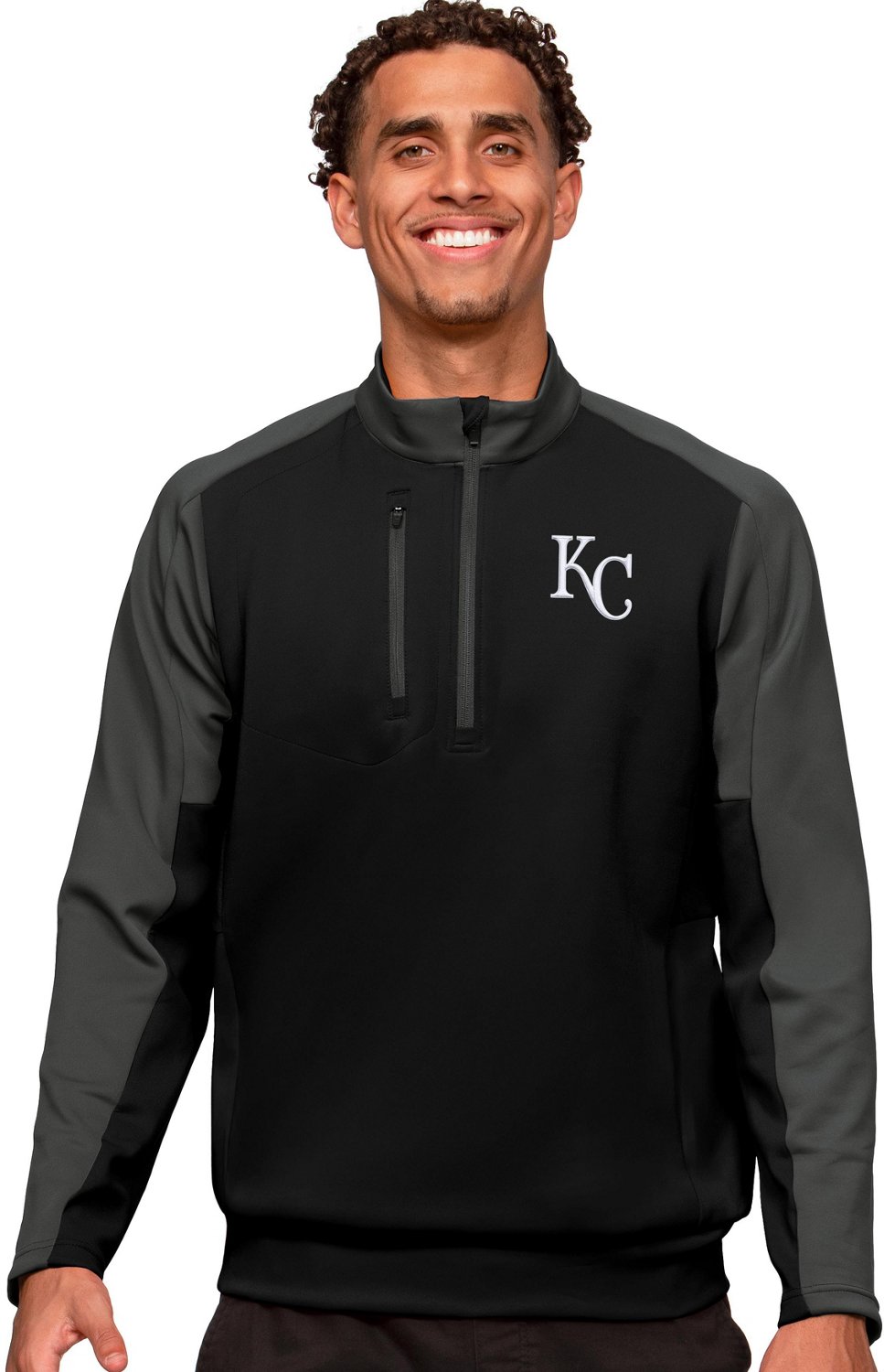 Kansas City Royals Antigua Compression Long Sleeve Button-Down Shirt -  Gray/White