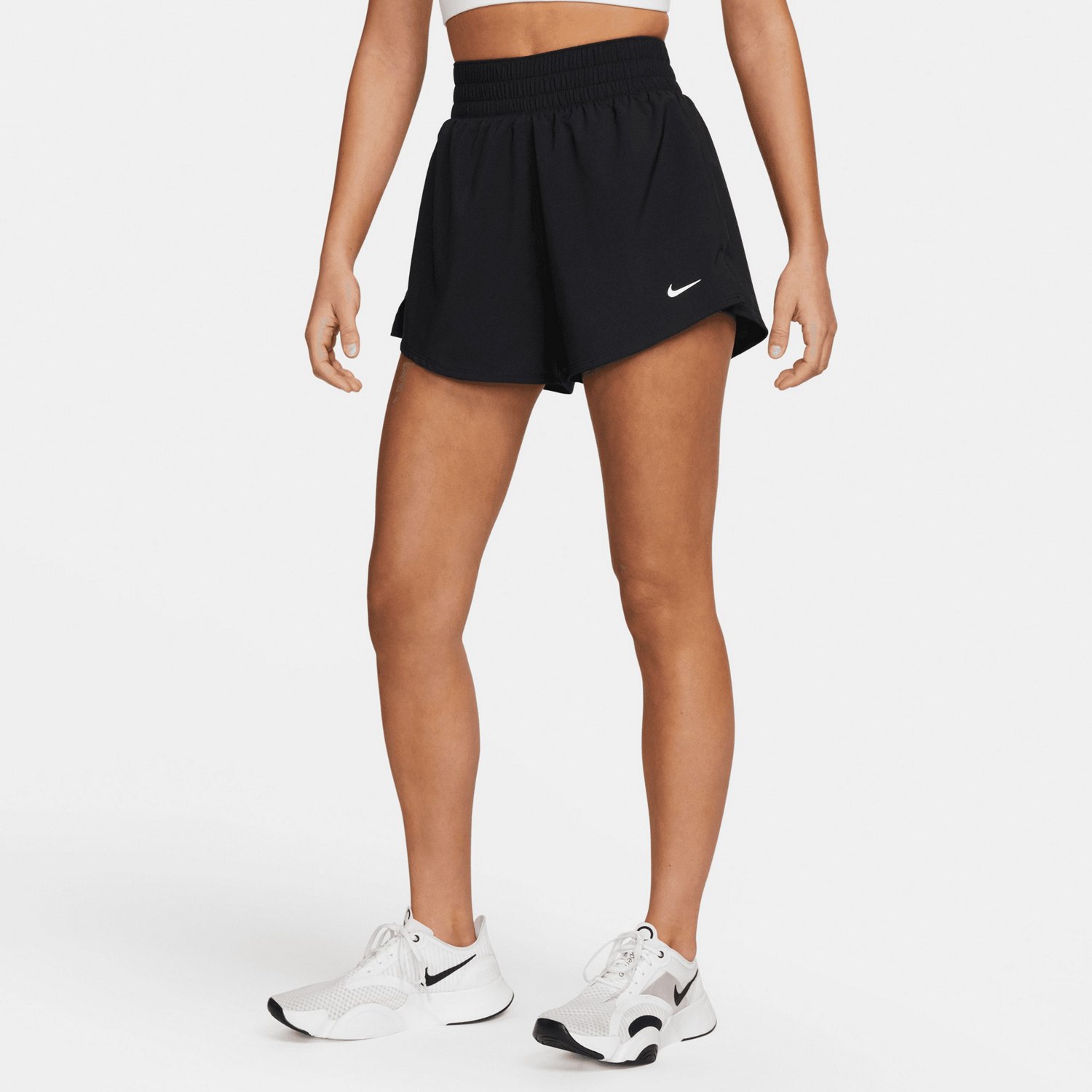 Nike Women's Dri-FIT Advantage High Rise 4-inch Short (Black/White