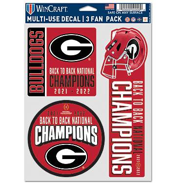 WinCraft University of Georgia 2022 CFP National Champs 5.5x7.75 Fan Decal 3-Pack                                               