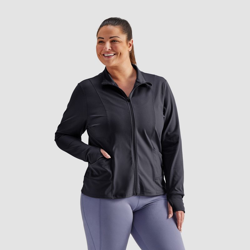 Freely Women's Kaylee Plus Size Jacket Sweatshirt Black, 2X - Women's Athletic Performance Tops at Academy Sports product image