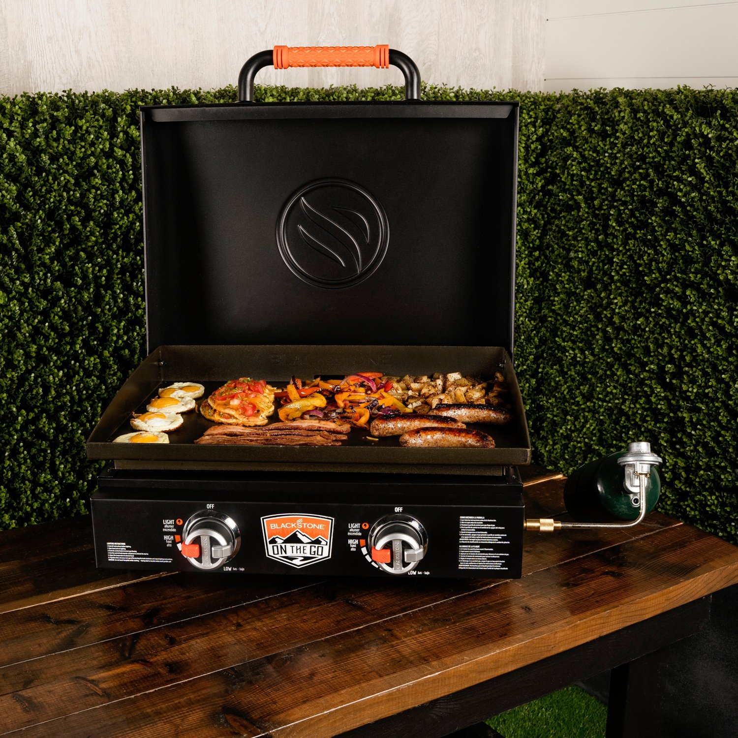 Blackstone On-The-Go 22 in 2-Burner Tabletop Gas Griddle with Hood