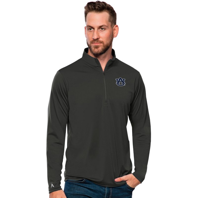 Antigua Men's Auburn Tigers Smoke Tribute Quarter-Zip Shirt, XXL, Gray