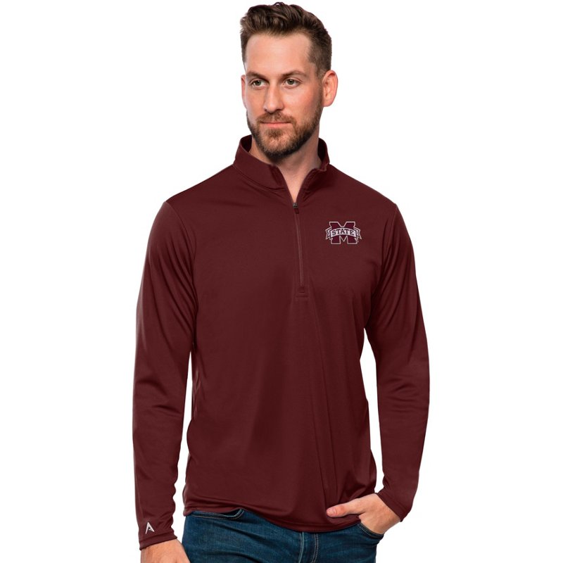 Antigua Men's Mississippi State Bulldogs Maroon Tribute 1/4 Zip Jacket, XXL, Red