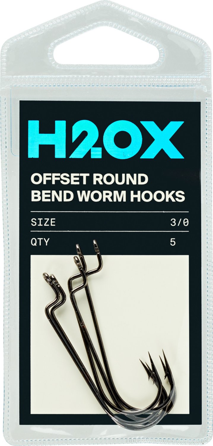 H2OX Offset Round Bend Worm Hooks Pack