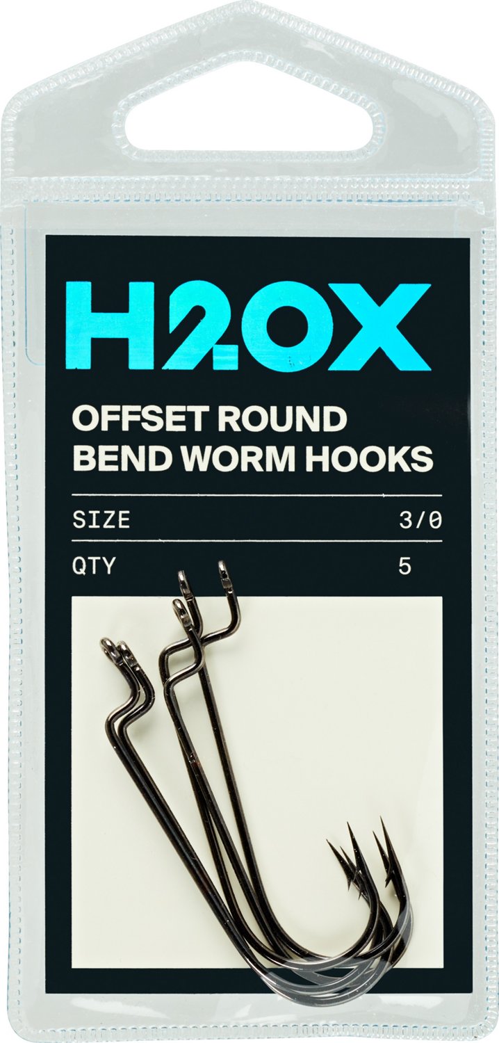 H2OX Offset Round Bend Worm Hooks 5 Pack - view number 2
