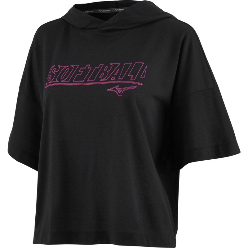 Mizuno Women's Infinity Short Sleeve Hoodie Black, Medium - Wmn Team Sprt Top/Bttm at Academy Sports product image