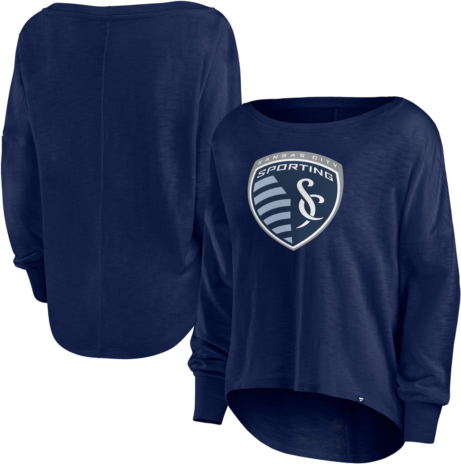 Women's Sporting Kansas City Branded Navy Cuffed Spirit Jersey Long Sleeve  T-Shirt