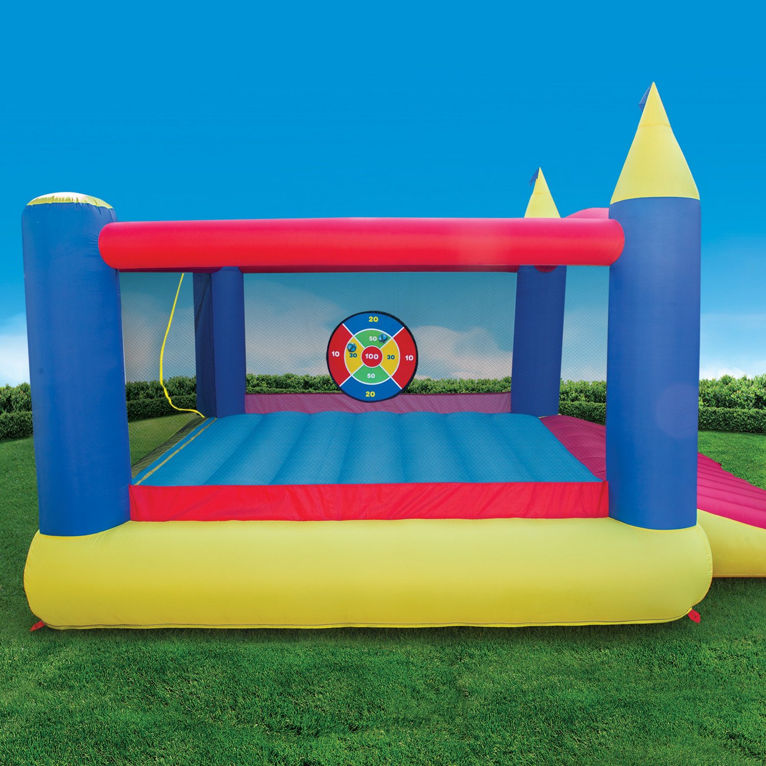 Banzai Slide 'N Score Activity Bouncer Inflatable Bounce House Academy