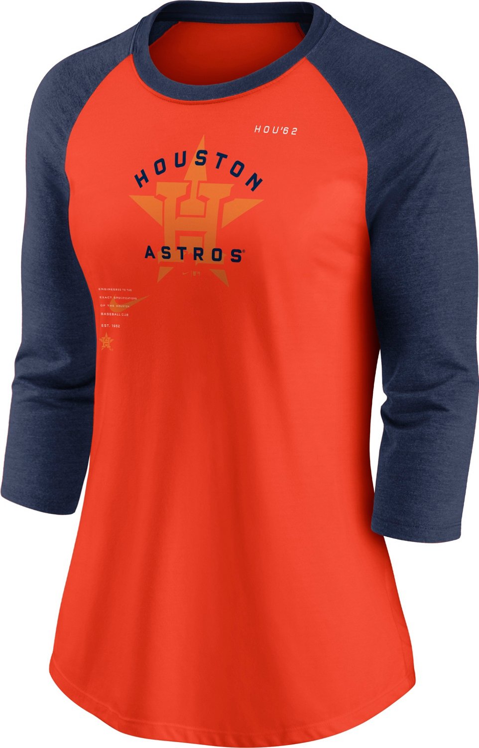 Nike Women's Houston Astros Next Up 3/4 Sleeve Raglan Top