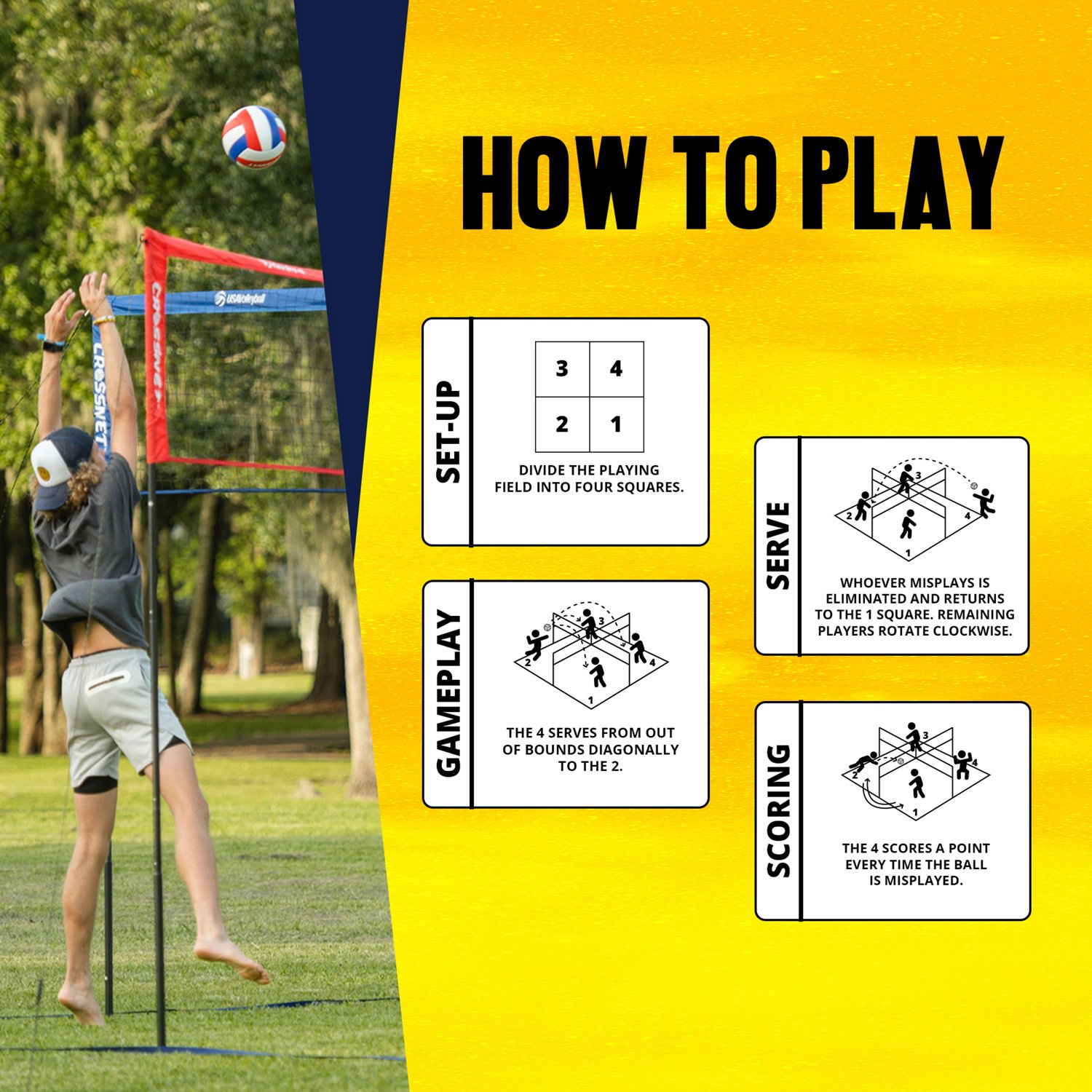 Crossnet x USA Volleyball Four Square Volleyball Game                                                                            - view number 5