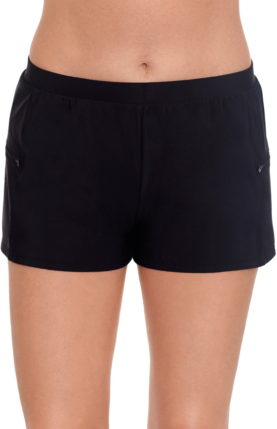 Coastal Cove Women s Solid Double Zip Pocket Swim Shorts Academy