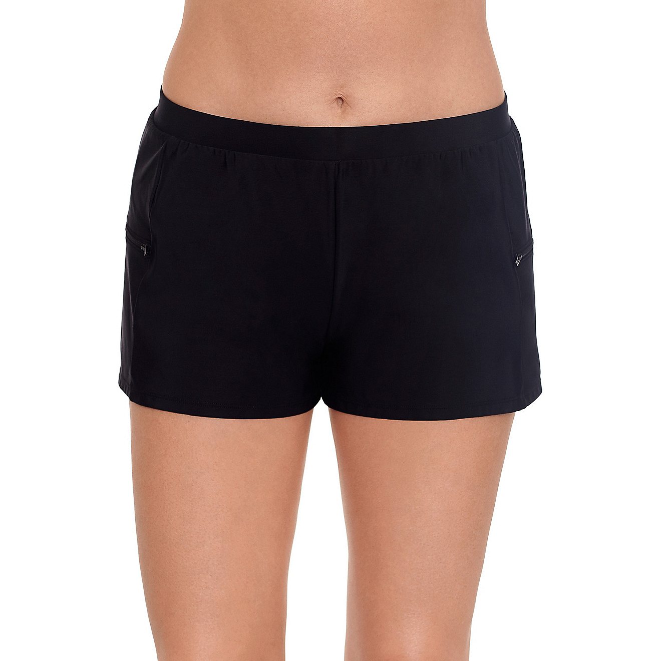 Coastal Cove Women's Solid Double Zip Pocket Swim Shorts                                                                         - view number 1